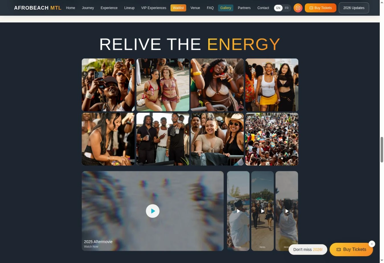 Le site d’Afrobeach MTL sur ordinateur.