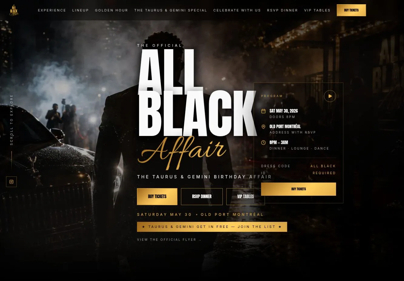 Le site All Black Affair sur ordinateur